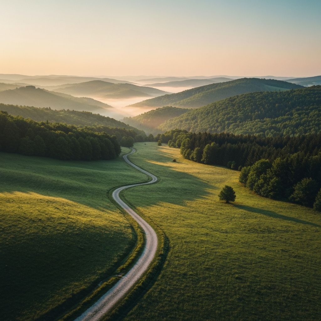 Magyar természeti táj - dombos vidék és erdei ösvény